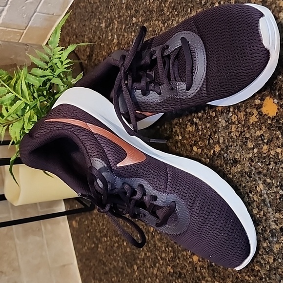 Nike Shoes - Nike Tanjun Dark Purple (eggplant) & Rose Gold women’s sneakers sz 10